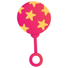 Baby Shower Pink Baby Rattle Transparent Sticker